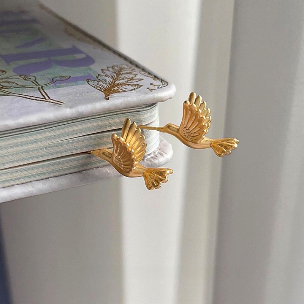 Golden Hummingbird Earrings - Delicate Animal - Shaped Jewelry for Women - zoominizoo